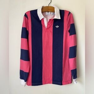 Adidas Rugby Shirt Men’s Small Polo Pink and Navy Long Sleeve Tee
